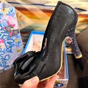 Irregular Choice Floral Heels Bow Box Ascot Black Heel Sparkle Shoes UK 38 US 7